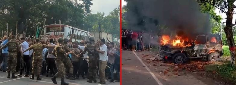 গোপালগঞ্জে সেনাবাহিনীর গাড়িতে আগুন দিলো আ.লীগের নেতাকর্মীরা